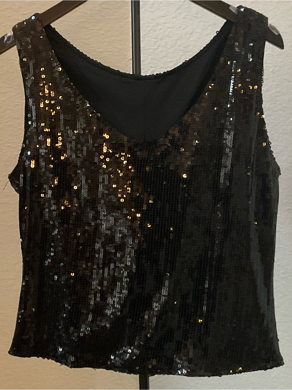 Black Sequin Tank Top - Elegant Women's Evening Top